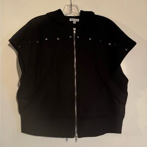 NWOT White Birch Black Sleeveless Jacket with Stud Details